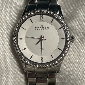 Skagen Silver-Toned and Crystal Women’s Watch